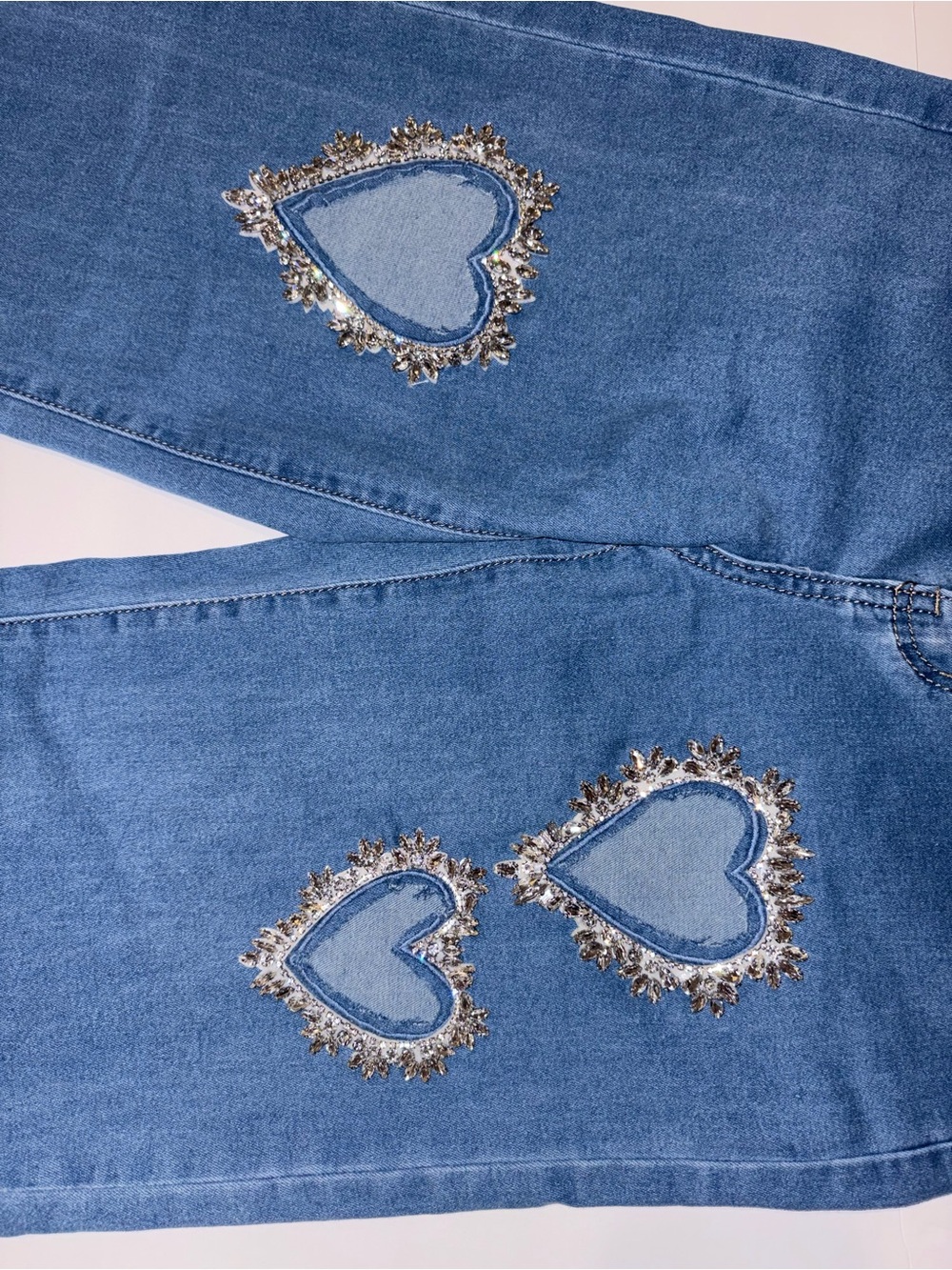 Blue Heart-Appliqué Wide-Leg Women's Jeans - Picture 5 of 5